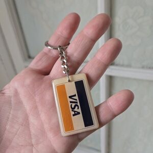 Vintage VISA Logo Keychain Retro Credit Card Style